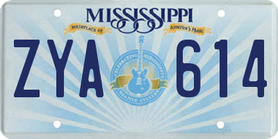 MS license plate ZYA614