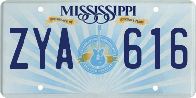 MS license plate ZYA616