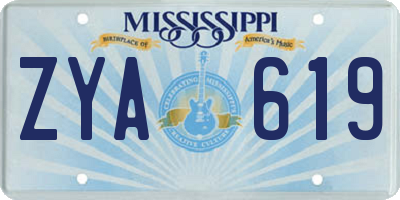 MS license plate ZYA619