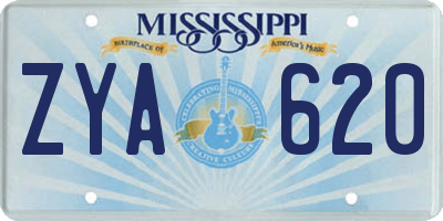 MS license plate ZYA620