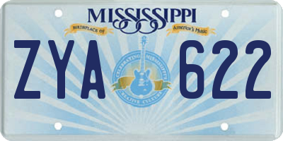 MS license plate ZYA622