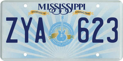 MS license plate ZYA623