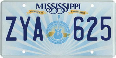 MS license plate ZYA625