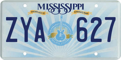 MS license plate ZYA627