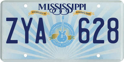 MS license plate ZYA628