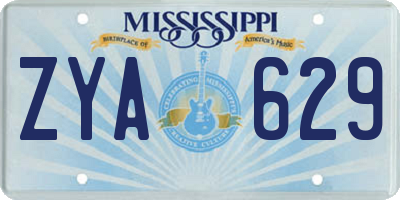 MS license plate ZYA629