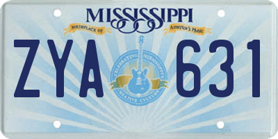 MS license plate ZYA631