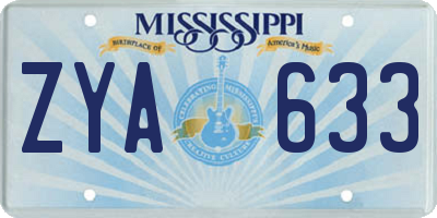 MS license plate ZYA633