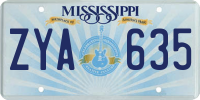 MS license plate ZYA635