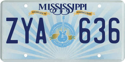 MS license plate ZYA636