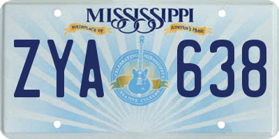 MS license plate ZYA638
