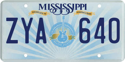 MS license plate ZYA640