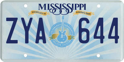 MS license plate ZYA644