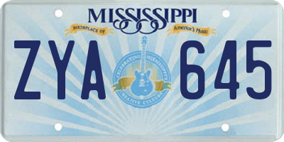 MS license plate ZYA645