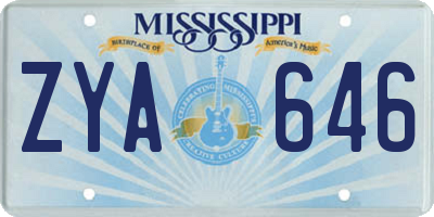 MS license plate ZYA646