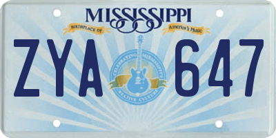 MS license plate ZYA647