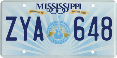 MS license plate ZYA648