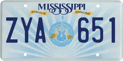 MS license plate ZYA651