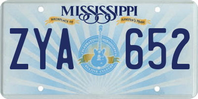 MS license plate ZYA652
