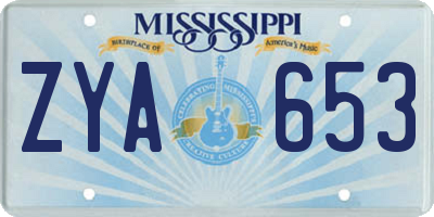 MS license plate ZYA653