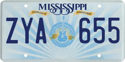 MS license plate ZYA655