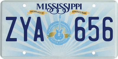 MS license plate ZYA656