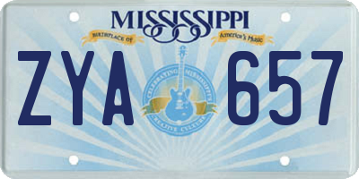 MS license plate ZYA657