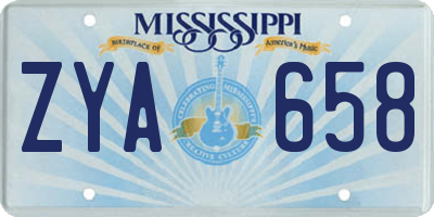 MS license plate ZYA658