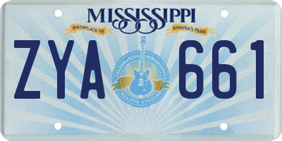 MS license plate ZYA661