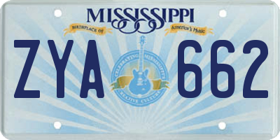 MS license plate ZYA662