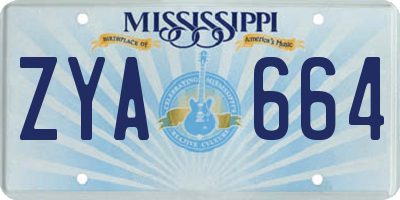 MS license plate ZYA664