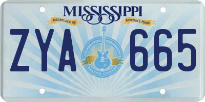MS license plate ZYA665