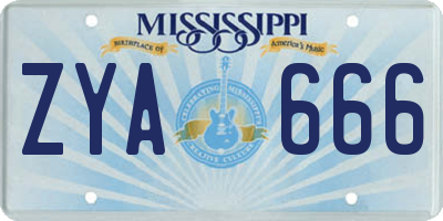 MS license plate ZYA666