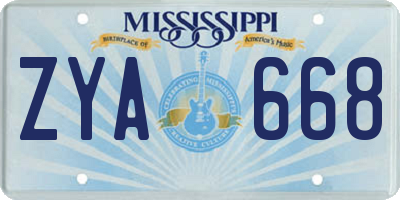 MS license plate ZYA668