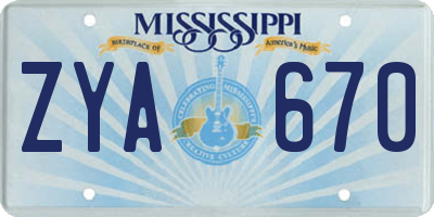 MS license plate ZYA670