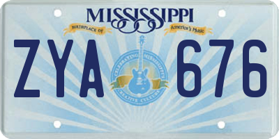 MS license plate ZYA676