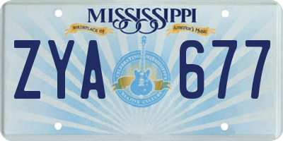 MS license plate ZYA677