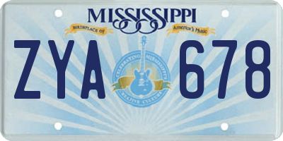 MS license plate ZYA678