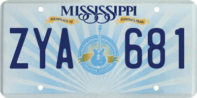 MS license plate ZYA681