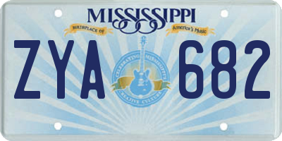 MS license plate ZYA682