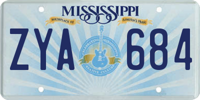 MS license plate ZYA684