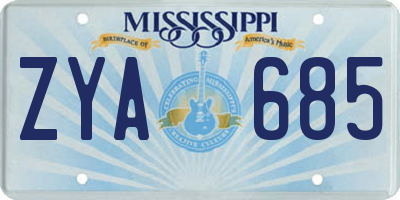 MS license plate ZYA685
