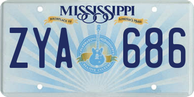 MS license plate ZYA686
