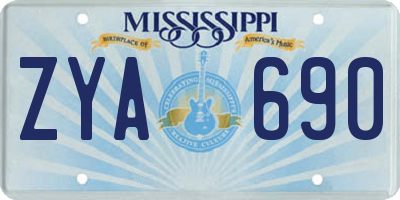 MS license plate ZYA690