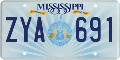 MS license plate ZYA691