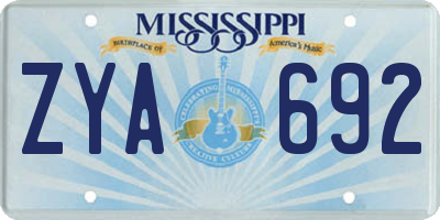 MS license plate ZYA692