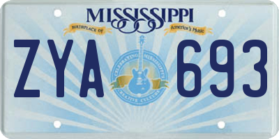 MS license plate ZYA693