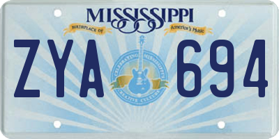 MS license plate ZYA694