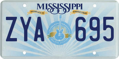 MS license plate ZYA695