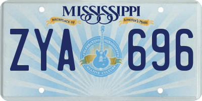 MS license plate ZYA696